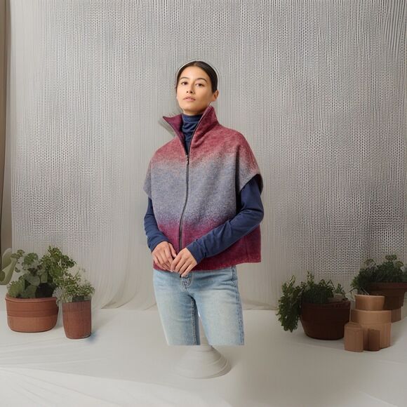 Kal Rieman Zip Mock Cardigan ombre SZ L NWOT - Picture 1 of 7